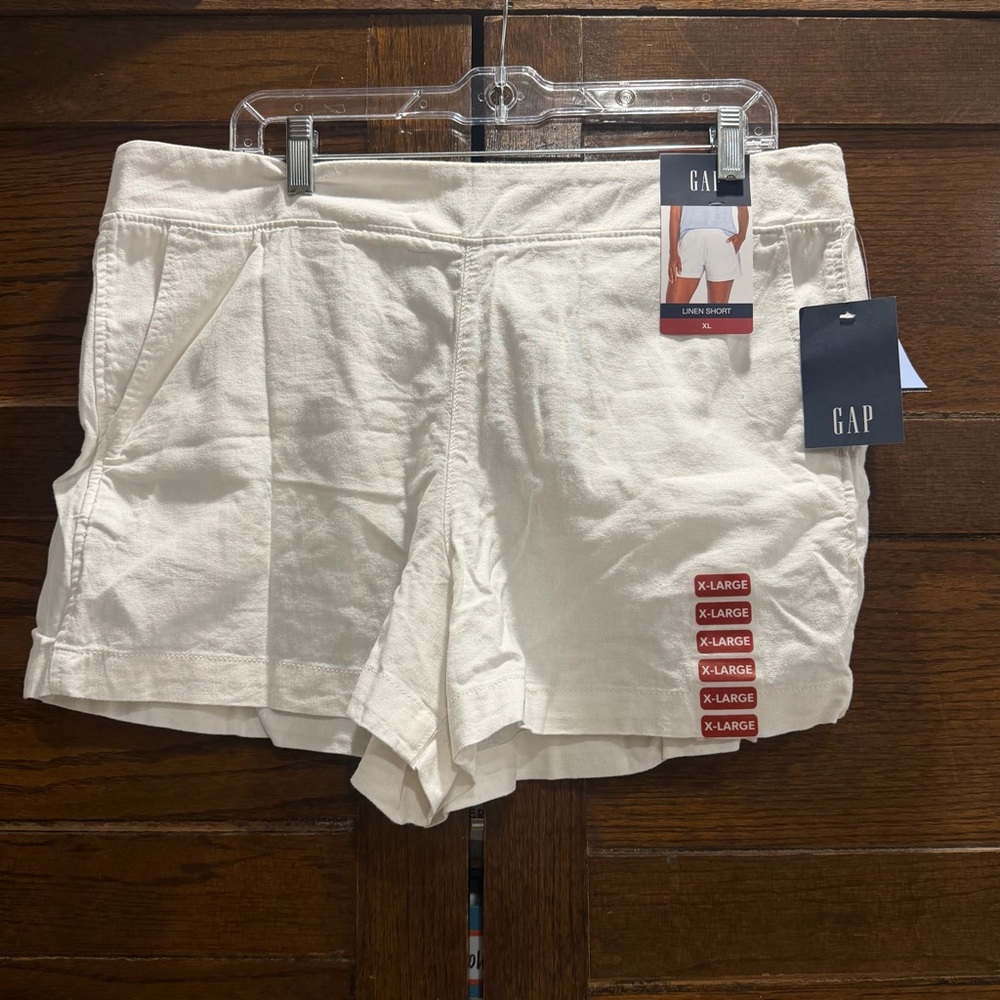 NWT GAP XL women’s white linen summer Shorts pockets new flat front spring